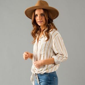 Agnes & Dora Boyfriend Button Down Collegiate Stripe Cream